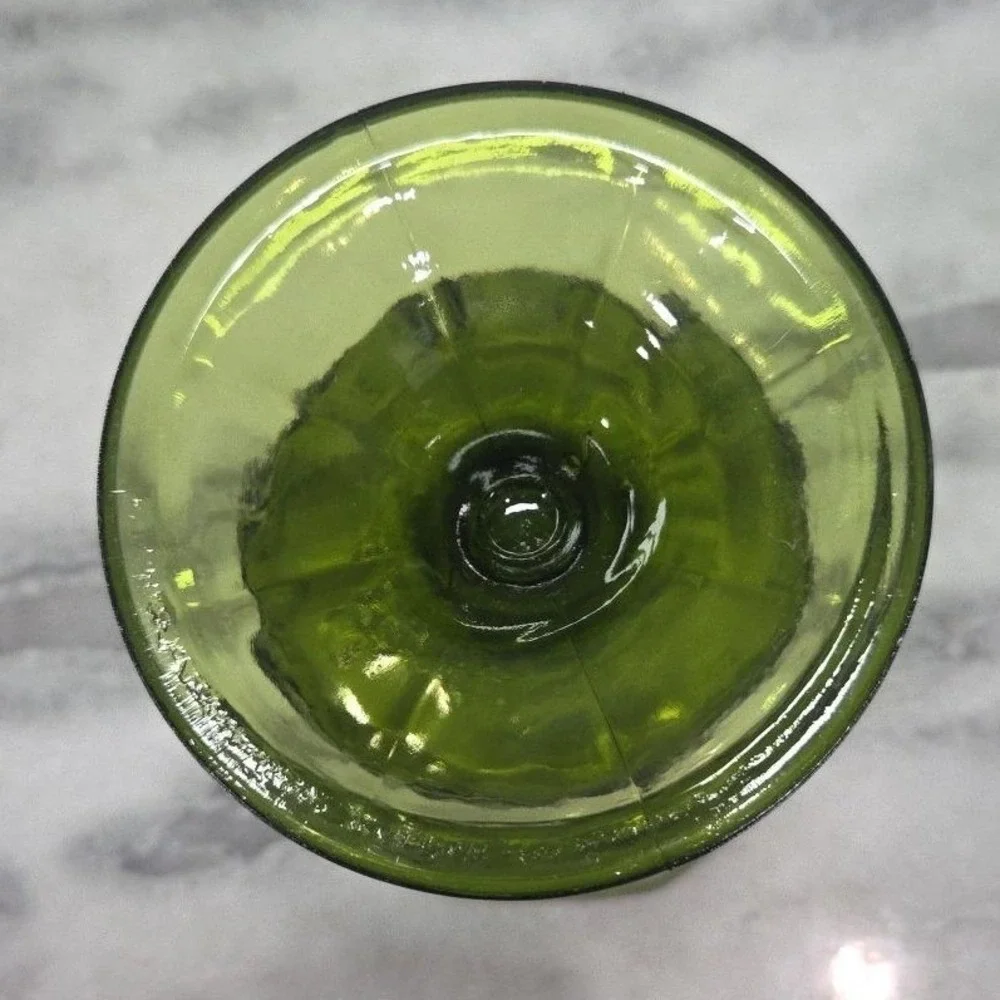 Indiana Glass Colony Harvest Grapes Compote, Vintage Avocado Green Pedestal Bowl